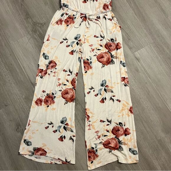Filly Flair White & Red Floral Sleeveless Pant Jumpsuit Size Medium - Picture 8 of 10